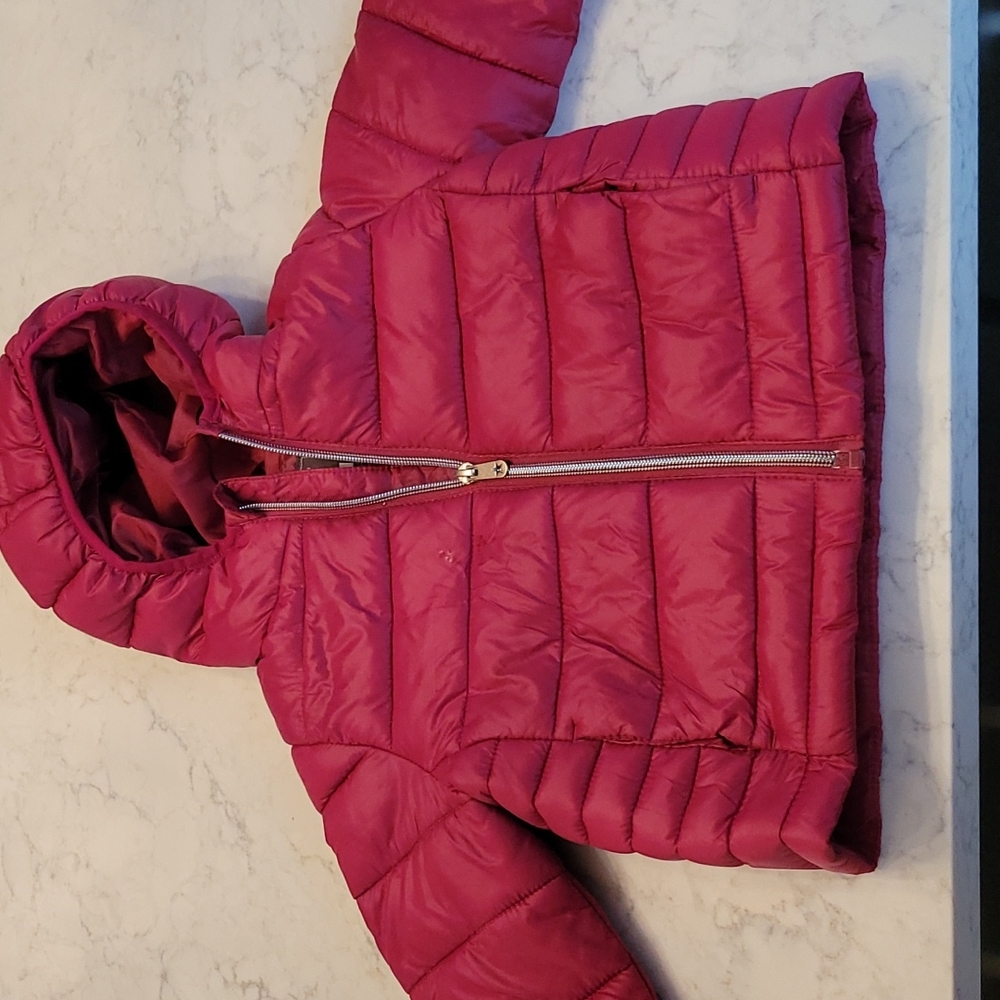 PRIMARK BURGANDY PUFFER COAT, SIZE 2-3 YEARS